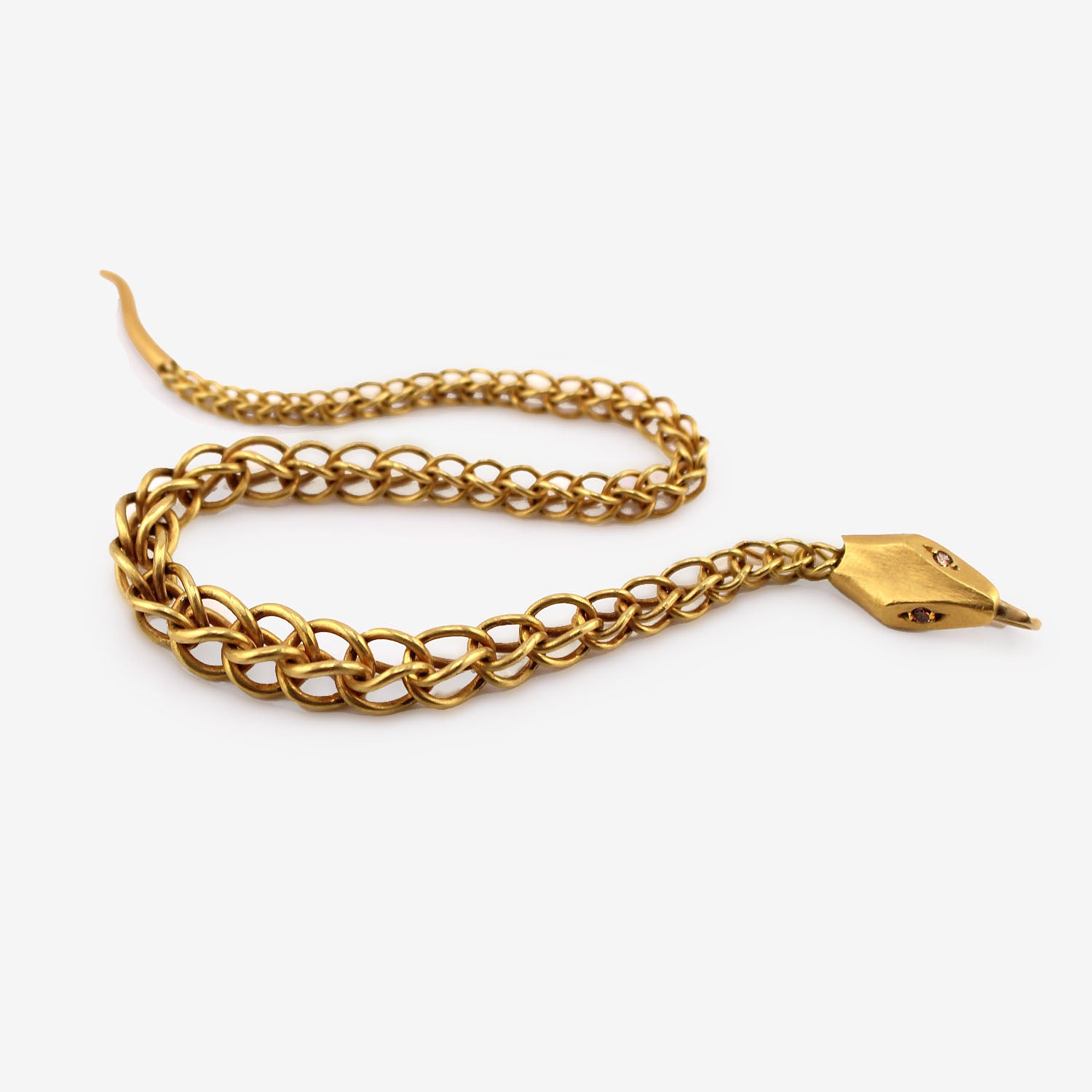 GABRIELLA KISS 22K SNAKE CHAIN BRACELET WITH CHAMPAGNE DIAMONDS