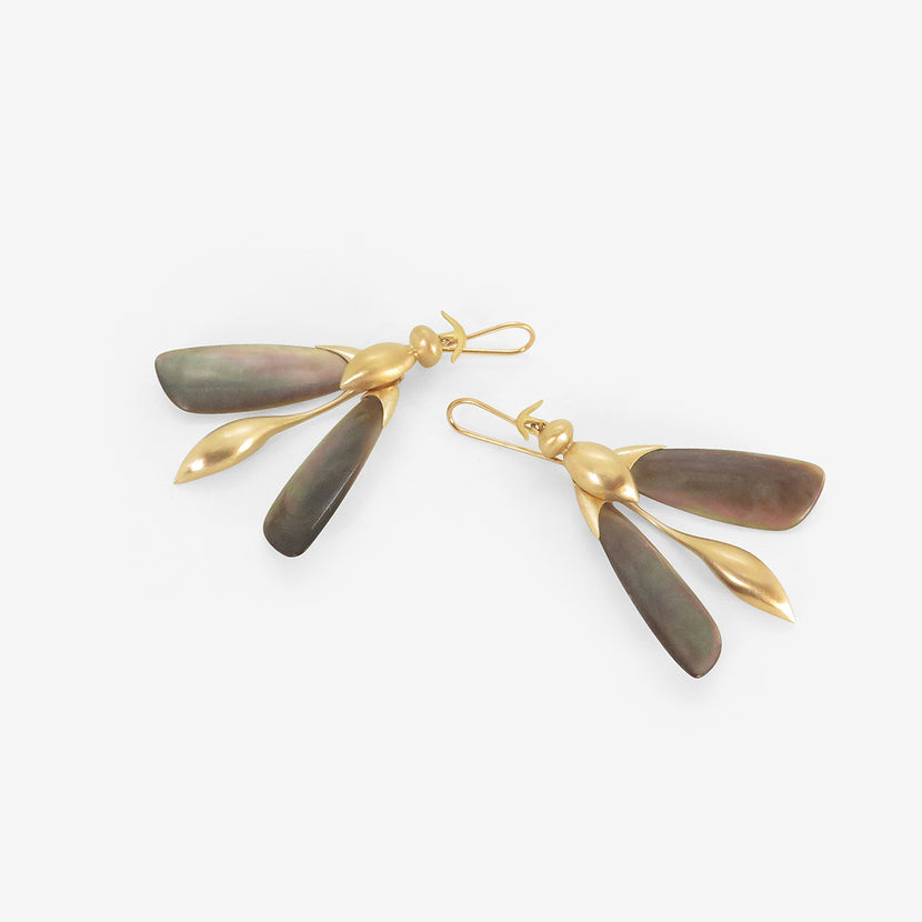 GABRIELLA KISS 10K & BLACK MOTHER-OF-PEARL ARTICULATED WASPS