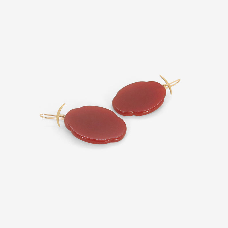 GABRIELLA KISS 18K & CARNELIAN SCALLOP EARRINGS