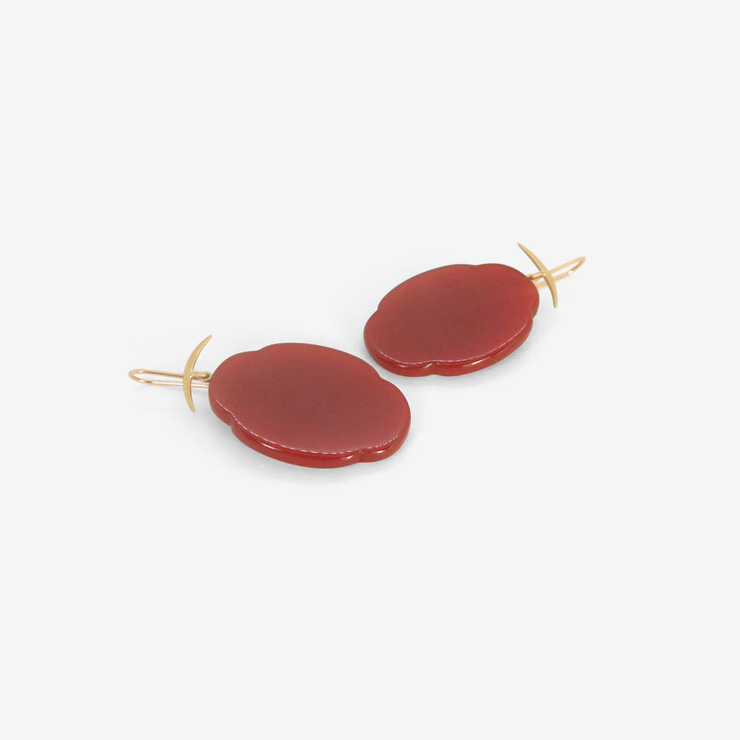 GABRIELLA KISS 18K & CARNELIAN SCALLOP EARRINGS