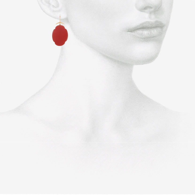 GABRIELLA KISS 18K & CARNELIAN SCALLOP EARRINGS