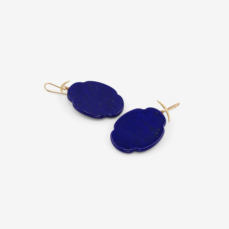 GABRIELLA KISS 18K & LAPIS SCALLOP EARRINGS