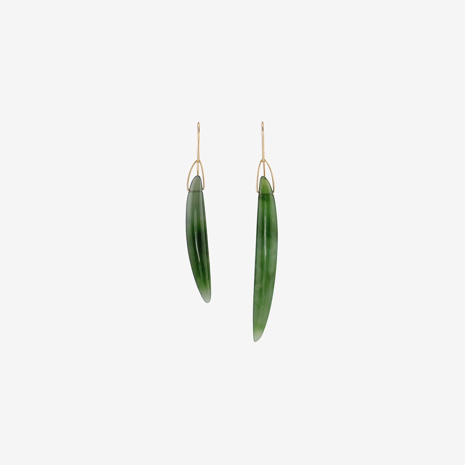 GABRIELLA KISS 14K & NEPHRITE JADE BEAN EARRINGS