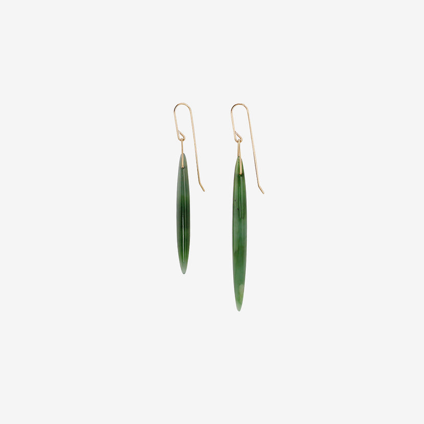 GABRIELLA KISS 14K & NEPHRITE JADE BEAN EARRINGS