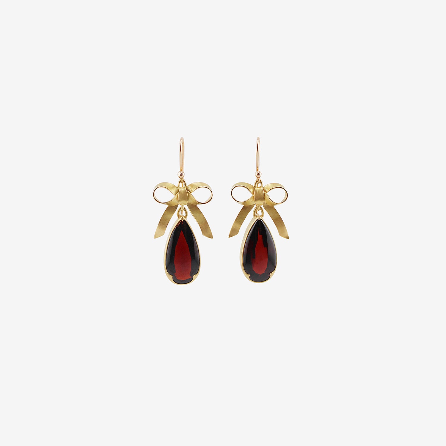 GABRIELLA KISS 18K & PEAR-SHAPED ALMANDINE GARNET EARRINGS WITH BOWS