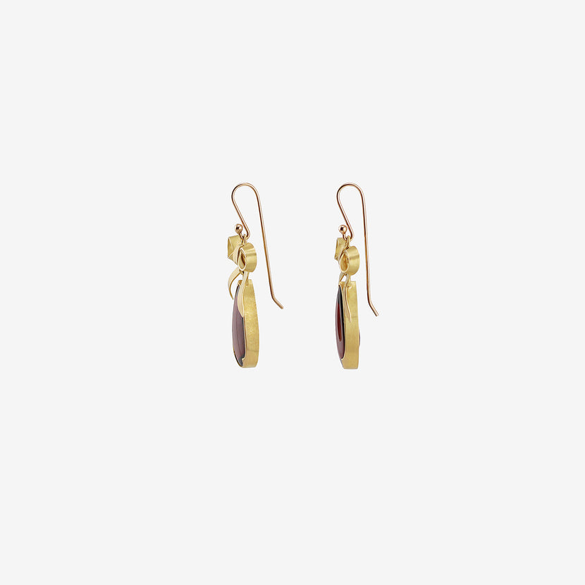 GABRIELLA KISS 18K & PEAR-SHAPED ALMANDINE GARNET EARRINGS WITH BOWS