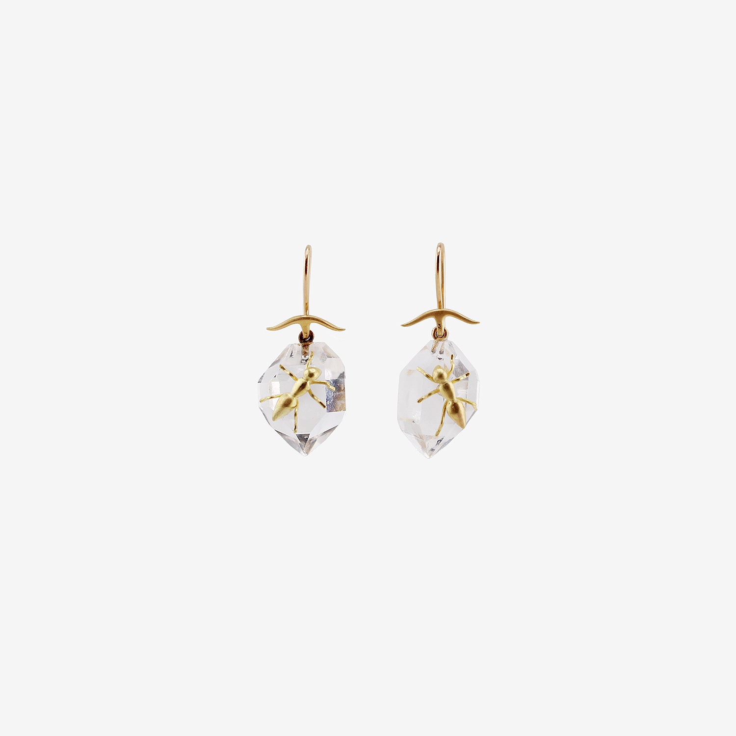 GABRIELLA KISS 18K & HERKIMER EARRINGS WITH ANTS
