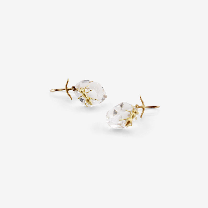 GABRIELLA KISS 18K & HERKIMER EARRINGS WITH ANTS