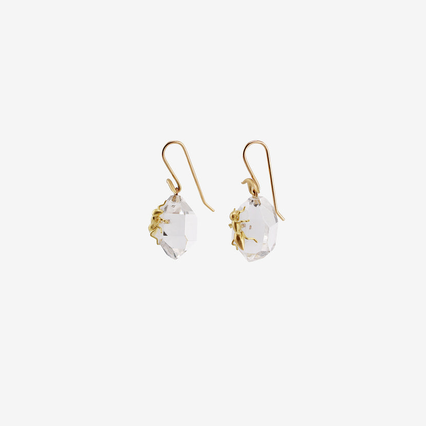 GABRIELLA KISS 18K & HERKIMER EARRINGS WITH ANTS