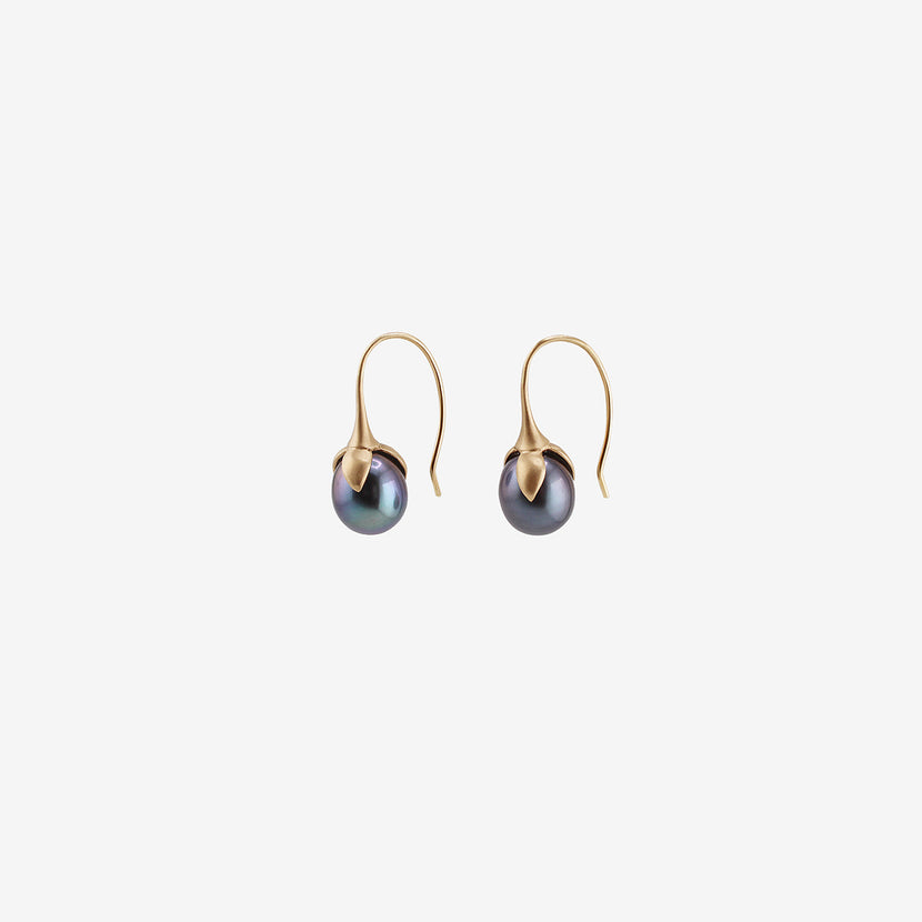GABRIELLA KISS 14K & BLACK FRESHWATER PEARL EGGPLANT EARRINGS