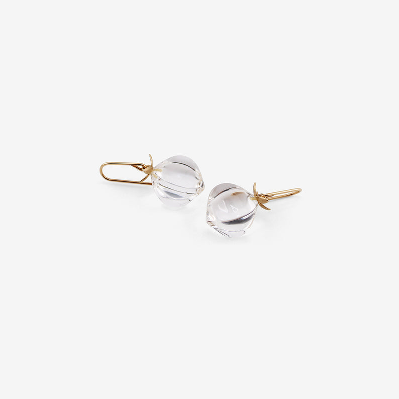 GABRIELLA KISS 18K & CLEAR CRYSTAL HICKORY NUT EARRINGS