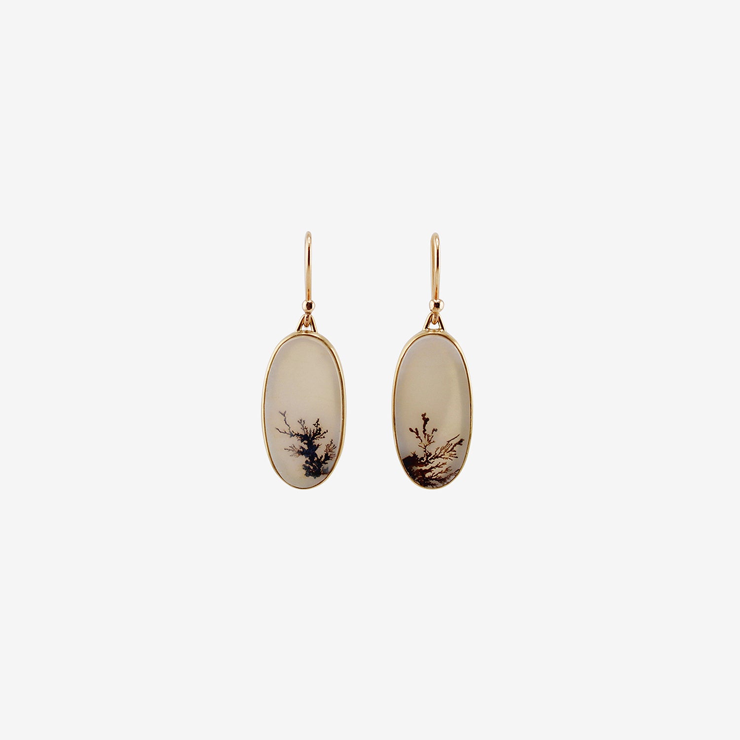 GABRIELLA KISS 18K & OVAL DENDRITE EARRINGS