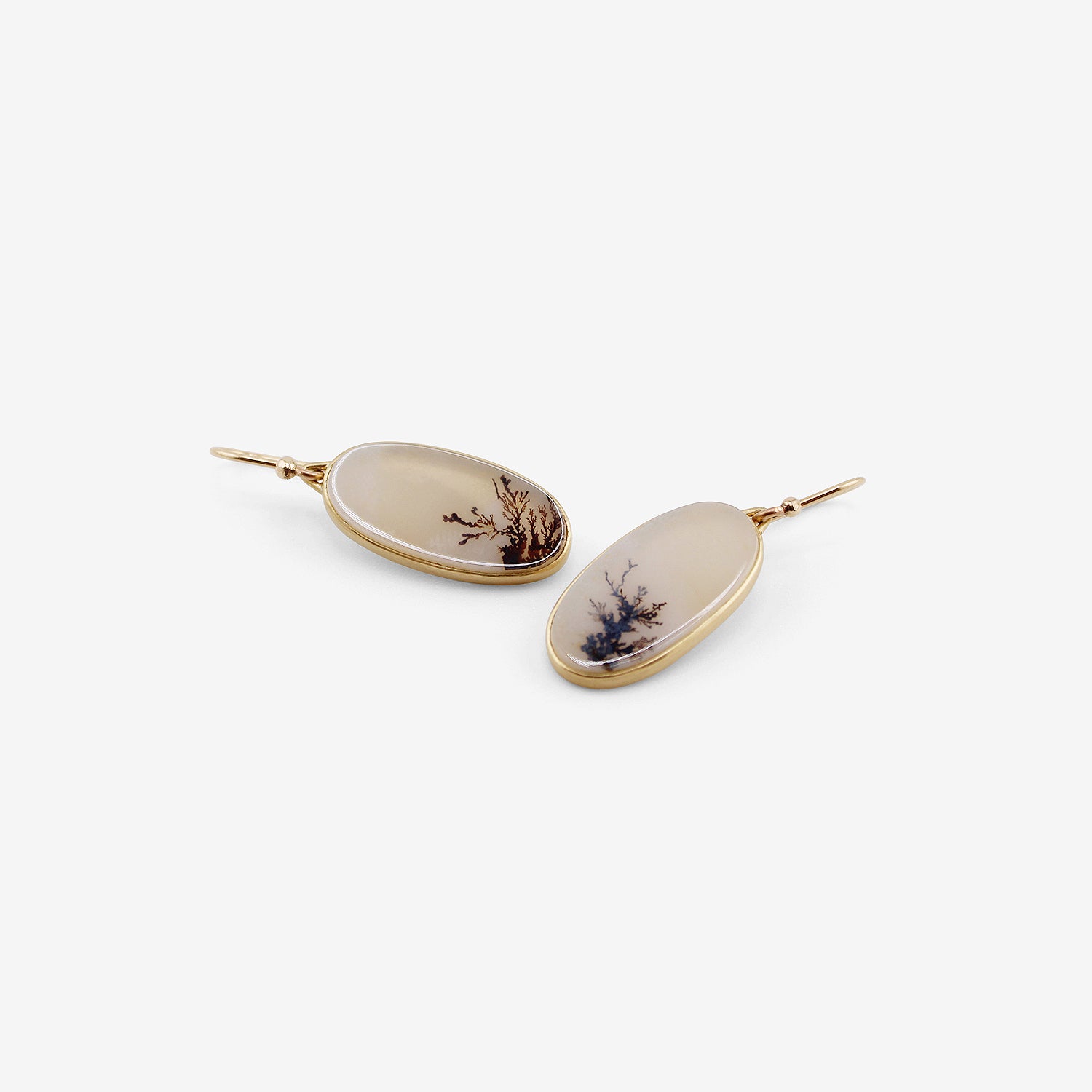 GABRIELLA KISS 18K & OVAL DENDRITE EARRINGS