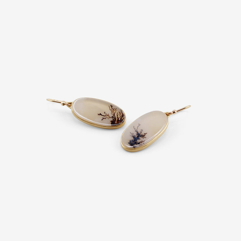 GABRIELLA KISS 18K & OVAL DENDRITE EARRINGS