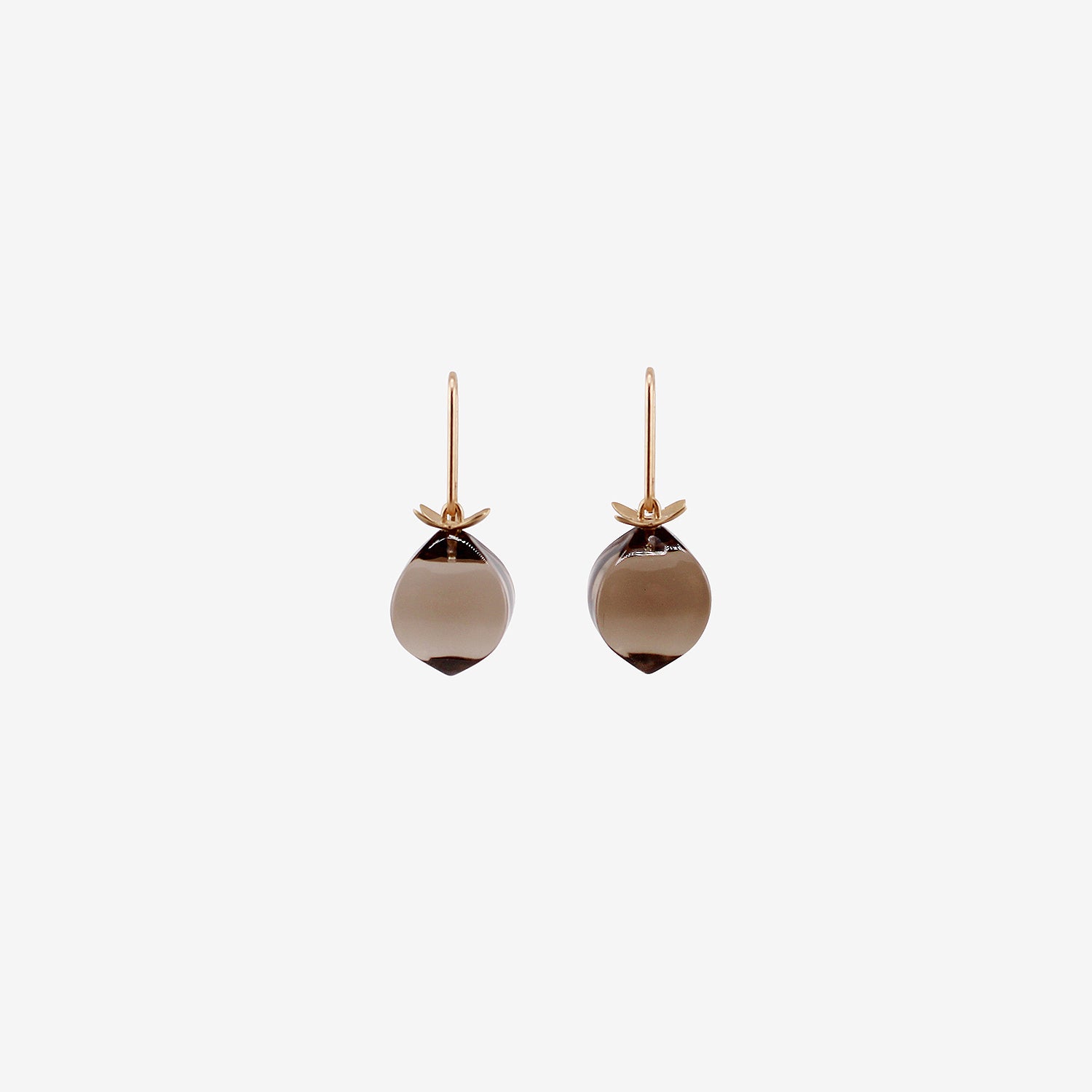 GABRIELLA KISS 14K & SMOKY QUARTZ HICKORY NUT EARRINGS