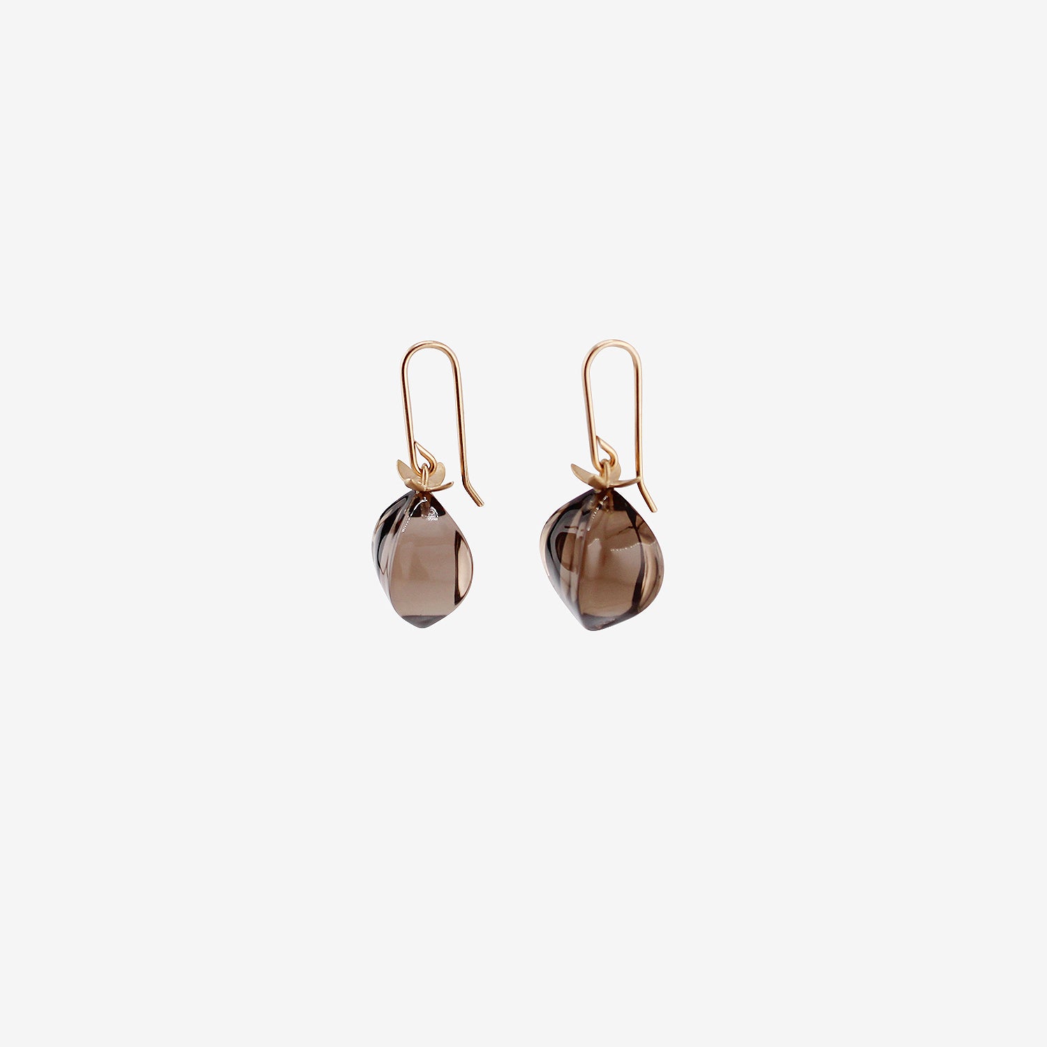 GABRIELLA KISS 14K & SMOKY QUARTZ HICKORY NUT EARRINGS