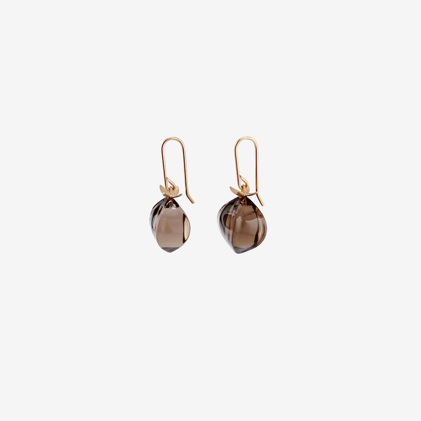 GABRIELLA KISS 14K & SMOKY QUARTZ HICKORY NUT EARRINGS