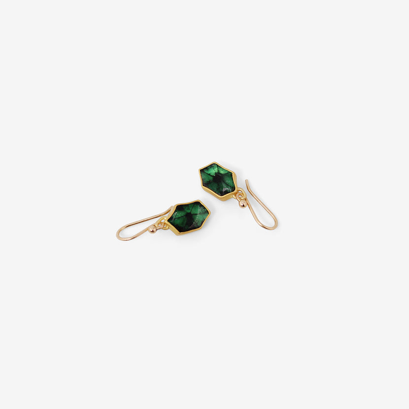 GABRIELLA KISS 22K & TRAPICHE EMERALD EARRINGS, 2.5CT