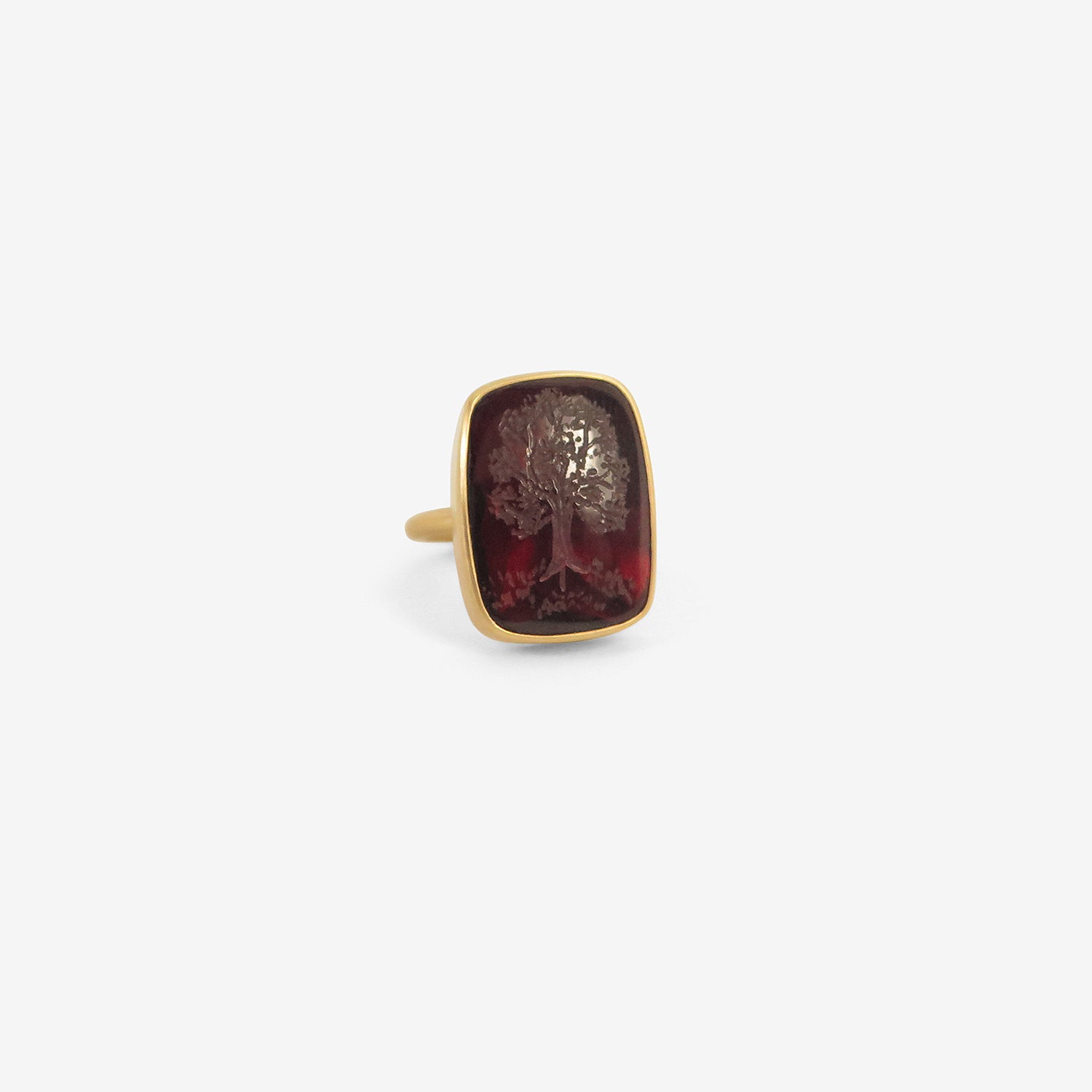 GABRIELLA KISS 18K & ALMANDINE GARNET TREE INTAGLIO RING GABRIELLA KISS 18K & ALMANDINE GARNET TREE INTAGLIO RING