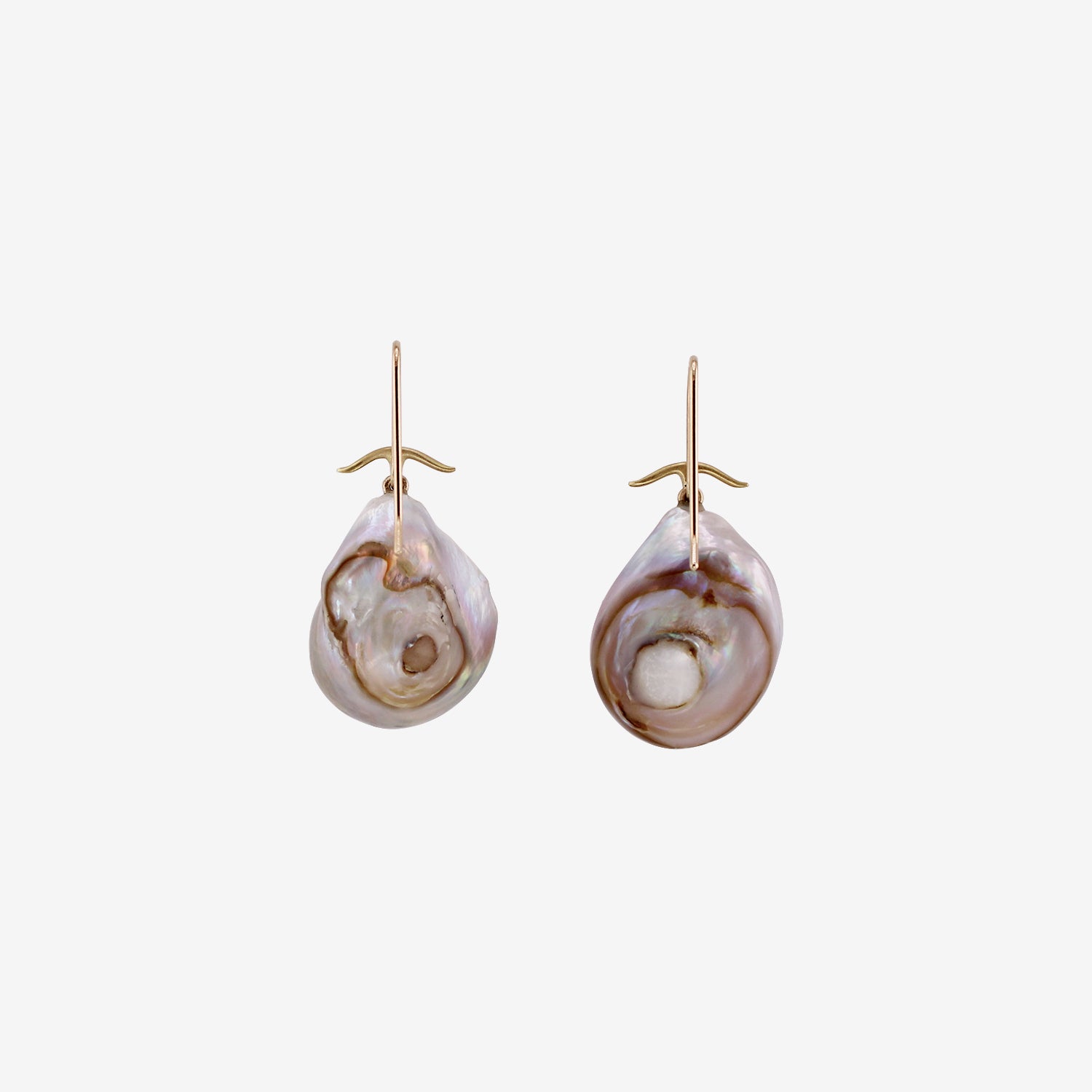 GABRIELLA KISS 18K & MAUVE BAROQUE MABE PEARL EARRINGS