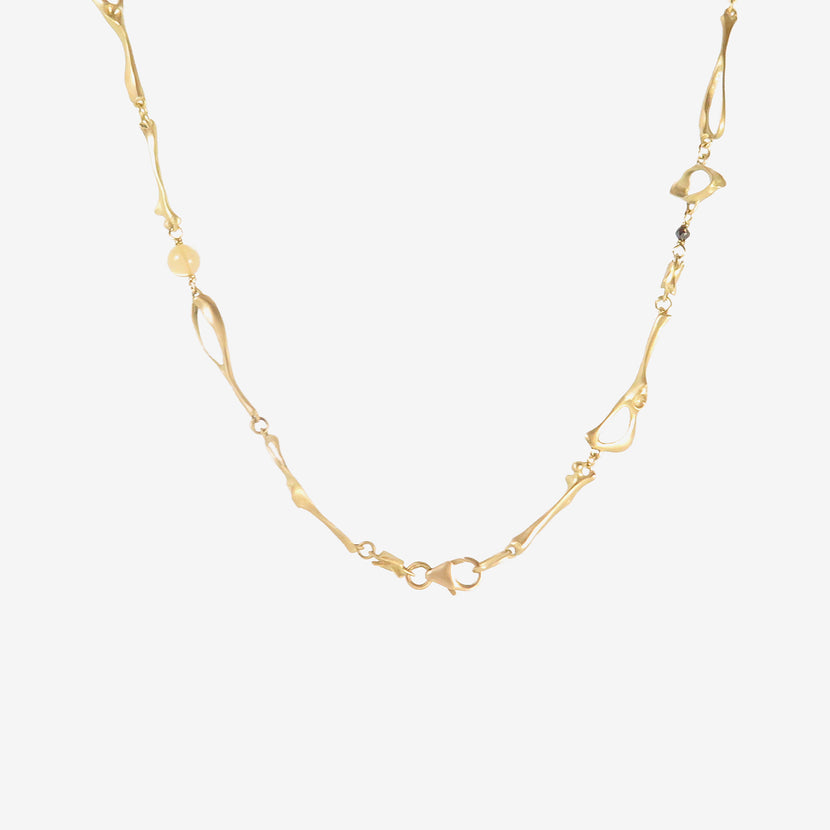 GABRIELLA KISS 18K & BLACK DIAMOND MOUSE BONE NECKLACE WITH OPALS