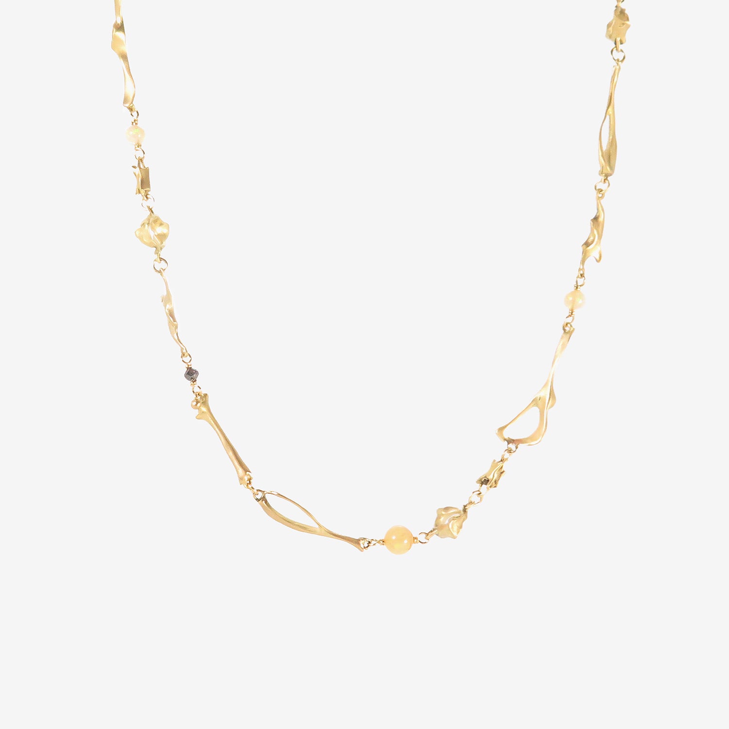 GABRIELLA KISS 18K & BLACK DIAMOND MOUSE BONE NECKLACE WITH OPALS