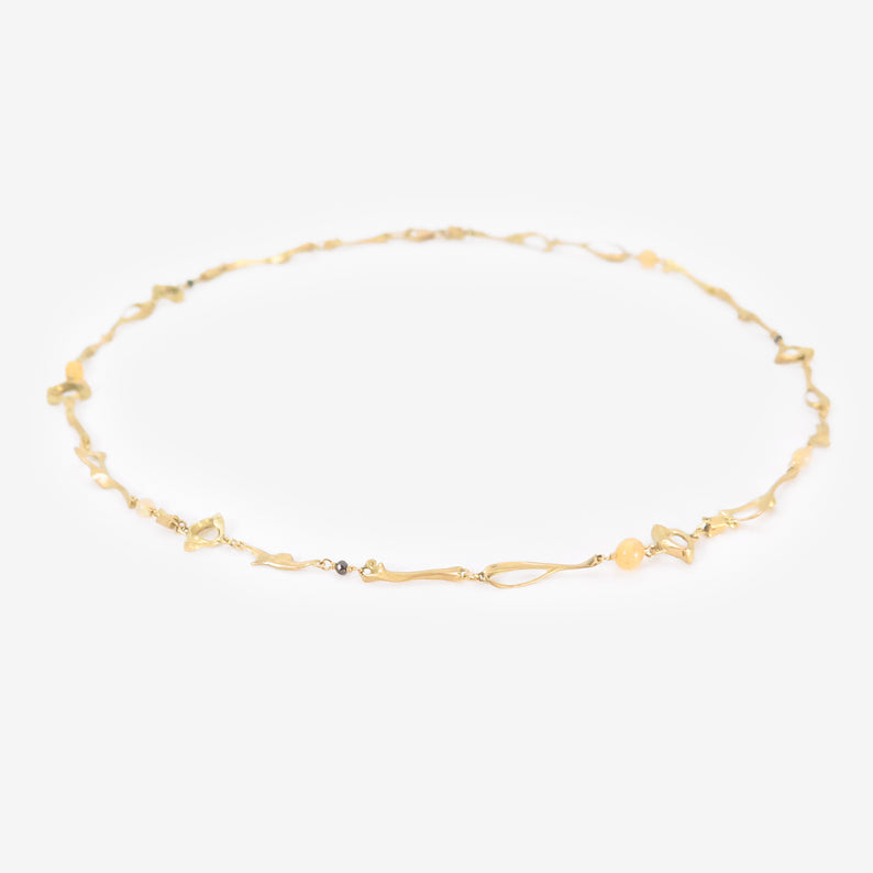 GABRIELLA KISS 18K & BLACK DIAMOND MOUSE BONE NECKLACE WITH OPALS