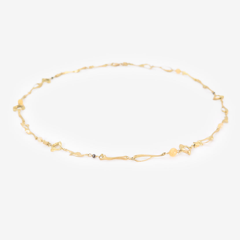 GABRIELLA KISS 18K & BLACK DIAMOND MOUSE BONE NECKLACE WITH OPALS