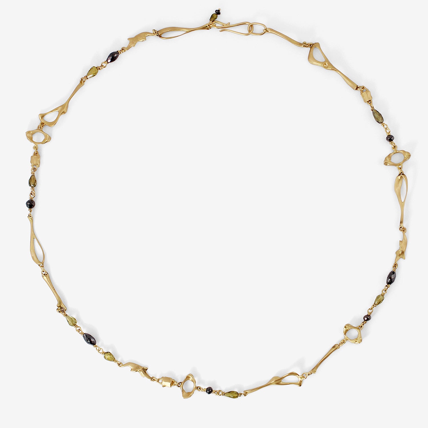 GABRIELLA KISS 18K MOUSE BONE NECKLACE WITH TOURMALINE & BLACK DIAMONDS