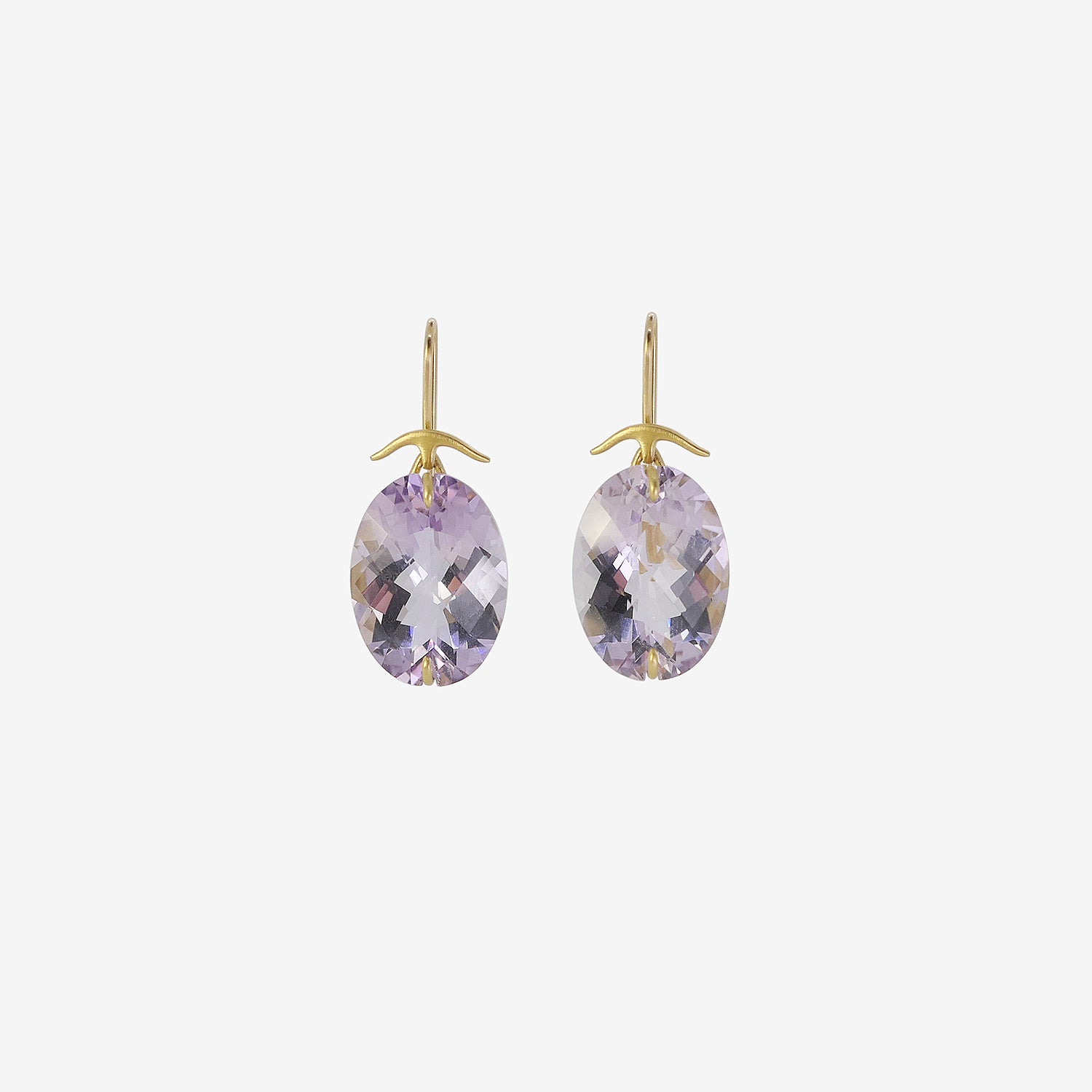 GABRIELLA KISS 18K & OVAL FACETED ROSE DE FRANCE AMETHYST EARRINGS