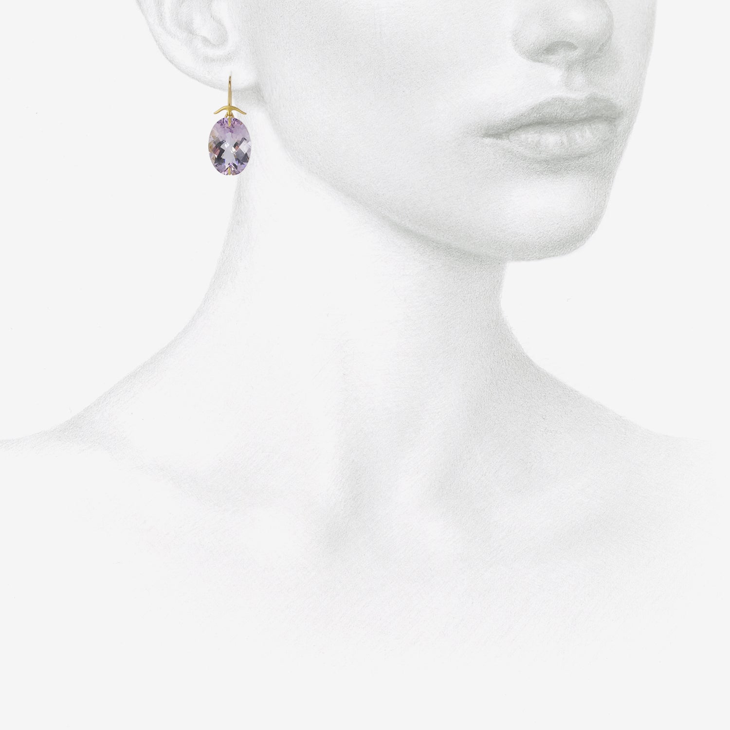 GABRIELLA KISS 18K & OVAL FACETED ROSE DE FRANCE AMETHYST EARRINGS