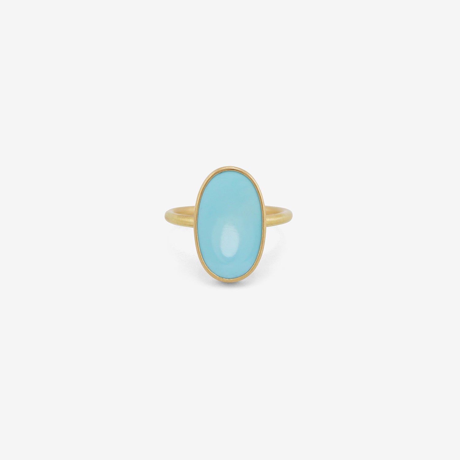 GABRIELLA KISS 18K & ELONGATED OVAL FINE PERSIAN TURQUOISE RING, 3.7CT