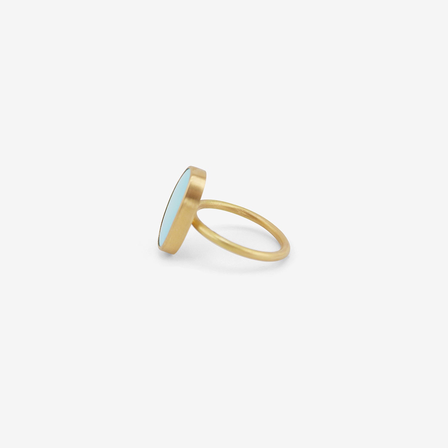 GABRIELLA KISS 18K & ELONGATED OVAL FINE PERSIAN TURQUOISE RING, 3.7CT
