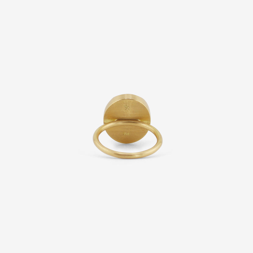GABRIELLA KISS 18K & OVAL DARK CEYLON MOONSTONE RING, 11.3CT