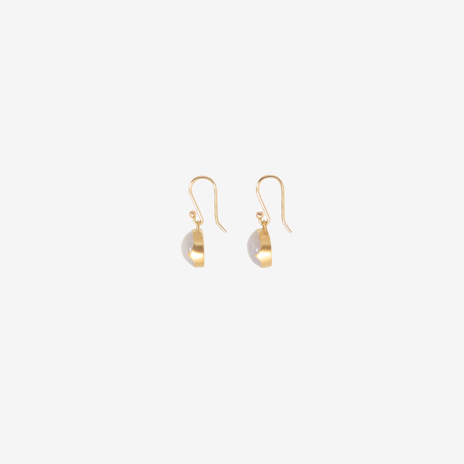 GABRIELLA KISS 18K & SMALL HORIZONTAL OVAL BLUE CHALCEDONY EARRINGS
