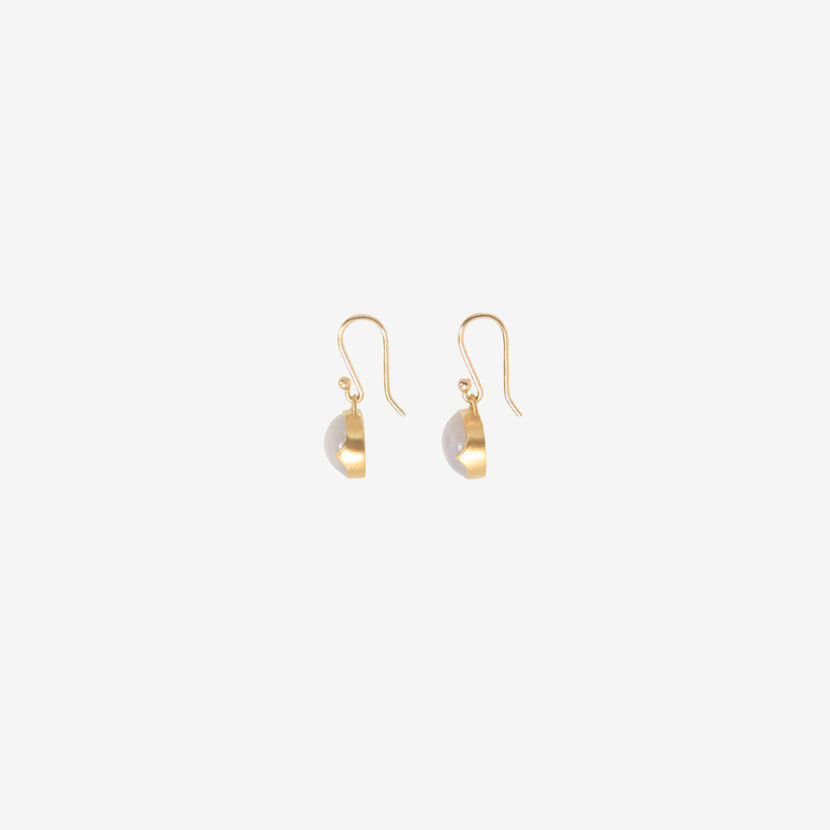 GABRIELLA KISS 18K & SMALL HORIZONTAL OVAL BLUE CHALCEDONY EARRINGS