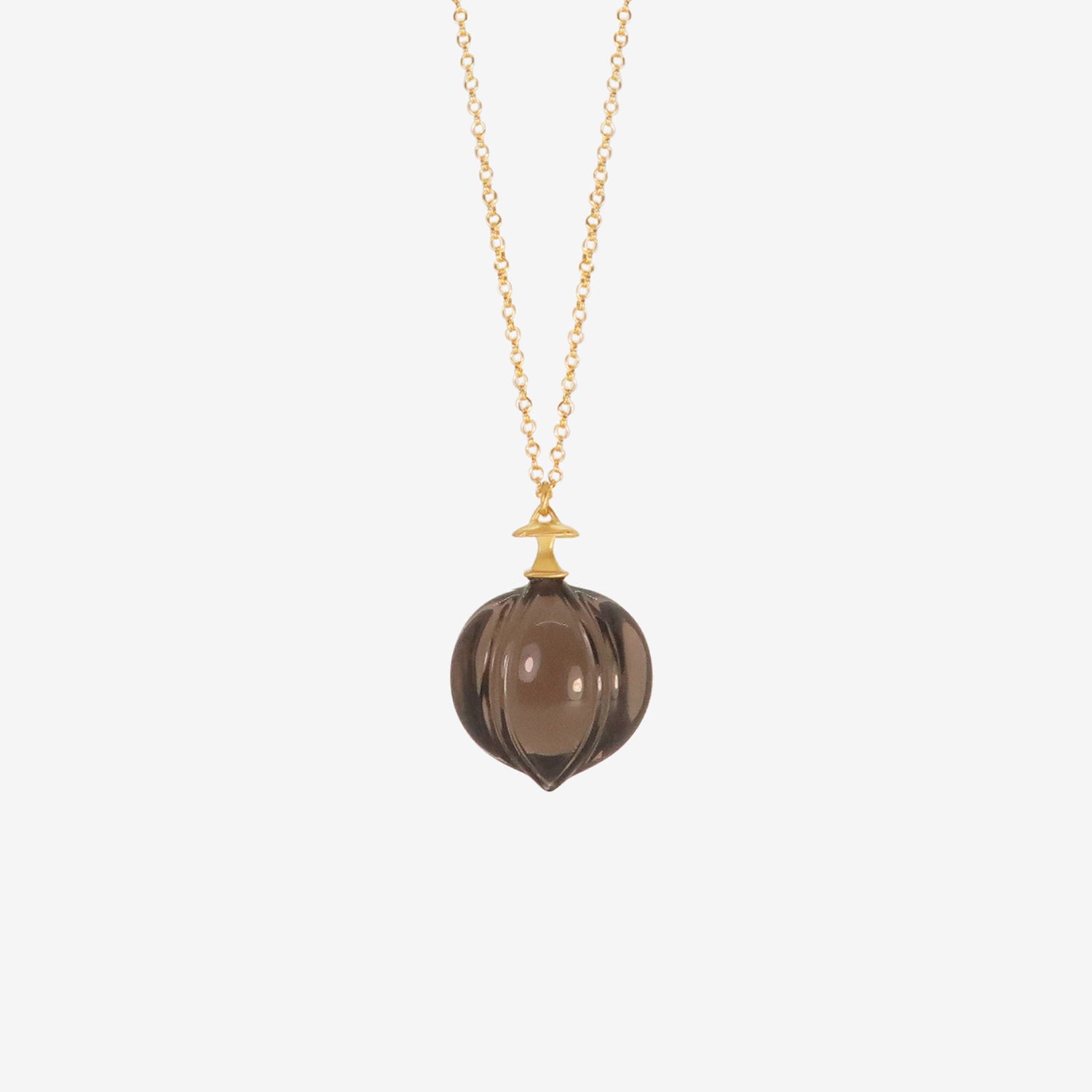GABRIELLA KISS 10K & SMOKY QUARTZ HICKORY NUT PENDANT