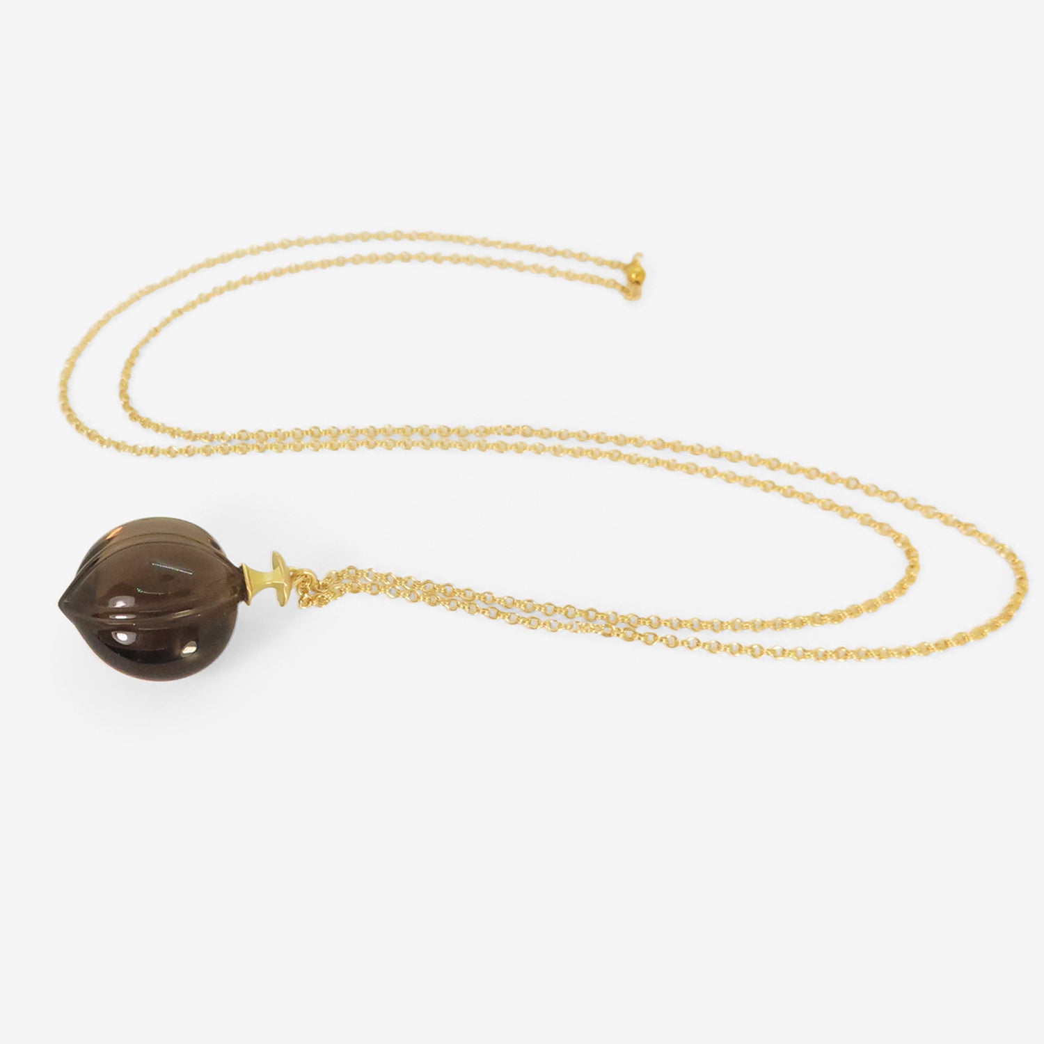 GABRIELLA KISS 10K & SMOKY QUARTZ HICKORY NUT PENDANT