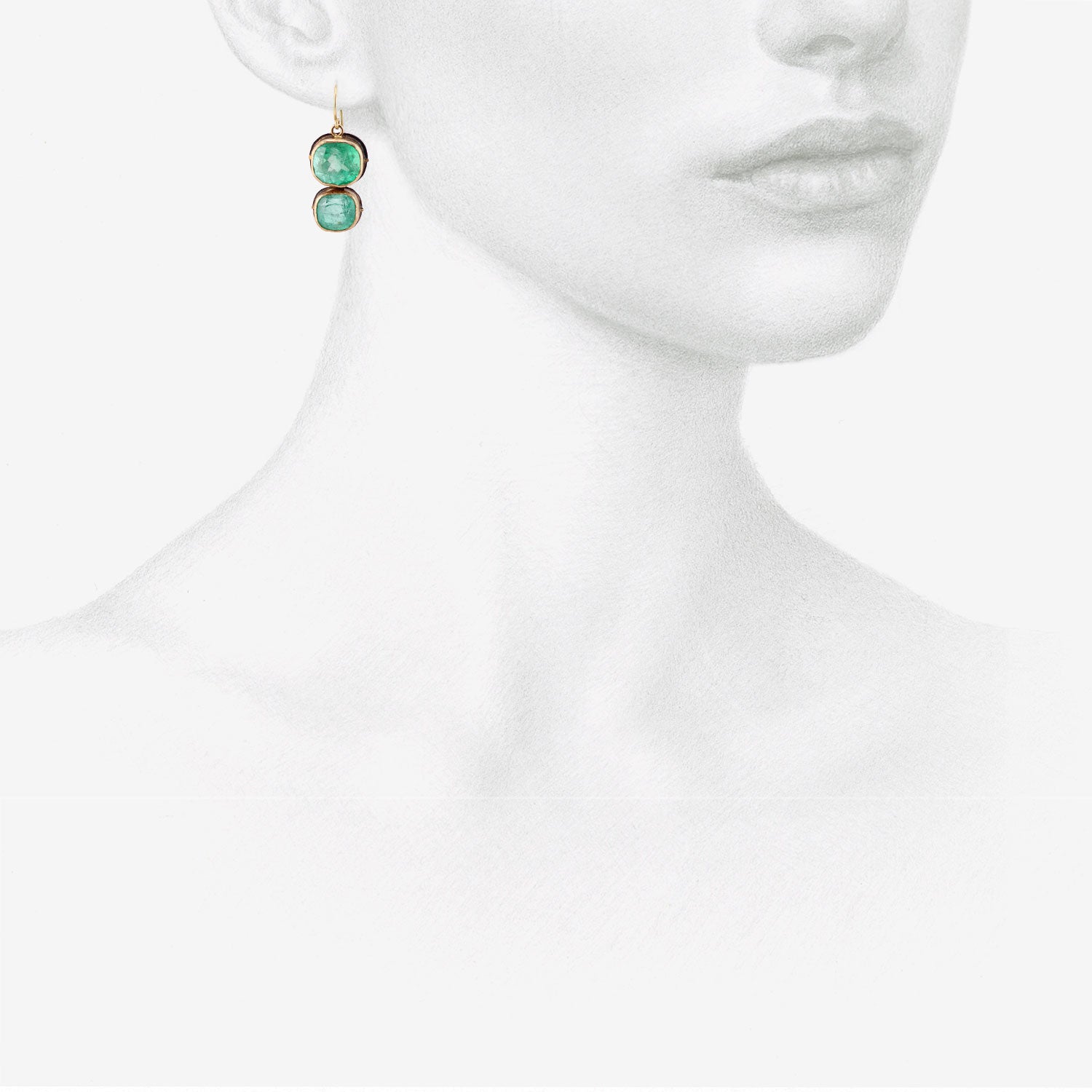 JUDY GEIB 18K & CUSHION-CUT COLOMBIAN EMERALD DOUBLE DROP EARRINGS, 30CT