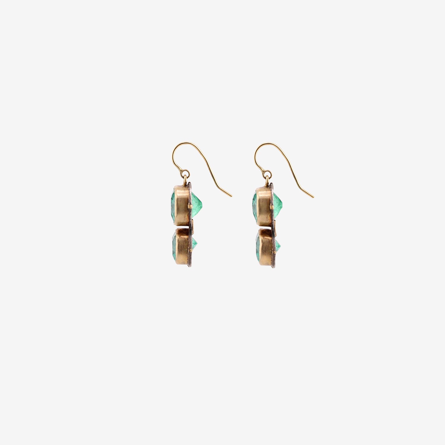 JUDY GEIB 18K & CUSHION-CUT COLOMBIAN EMERALD DOUBLE DROP EARRINGS, 30CT