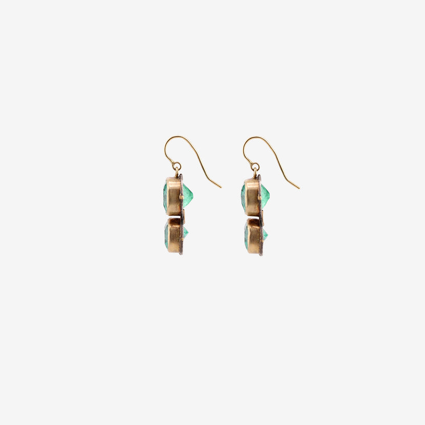 JUDY GEIB 18K & CUSHION-CUT COLOMBIAN EMERALD DOUBLE DROP EARRINGS, 30CT