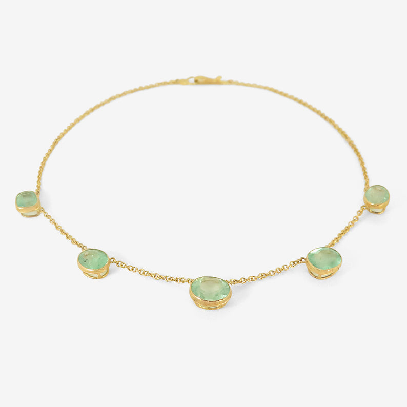 JUDY GEIB 18K & LIGHT BRIGHT COLOMBIAN EMERALD STATION NECKLACE, 24.4CT