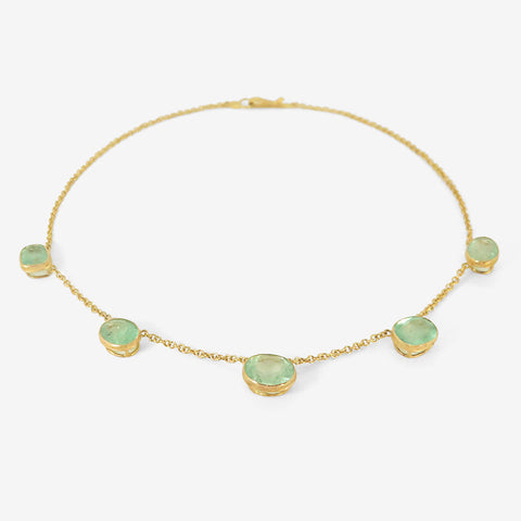 JUDY GEIB 18K & LIGHT BRIGHT COLOMBIAN EMERALD STATION NECKLACE, 24.4CT