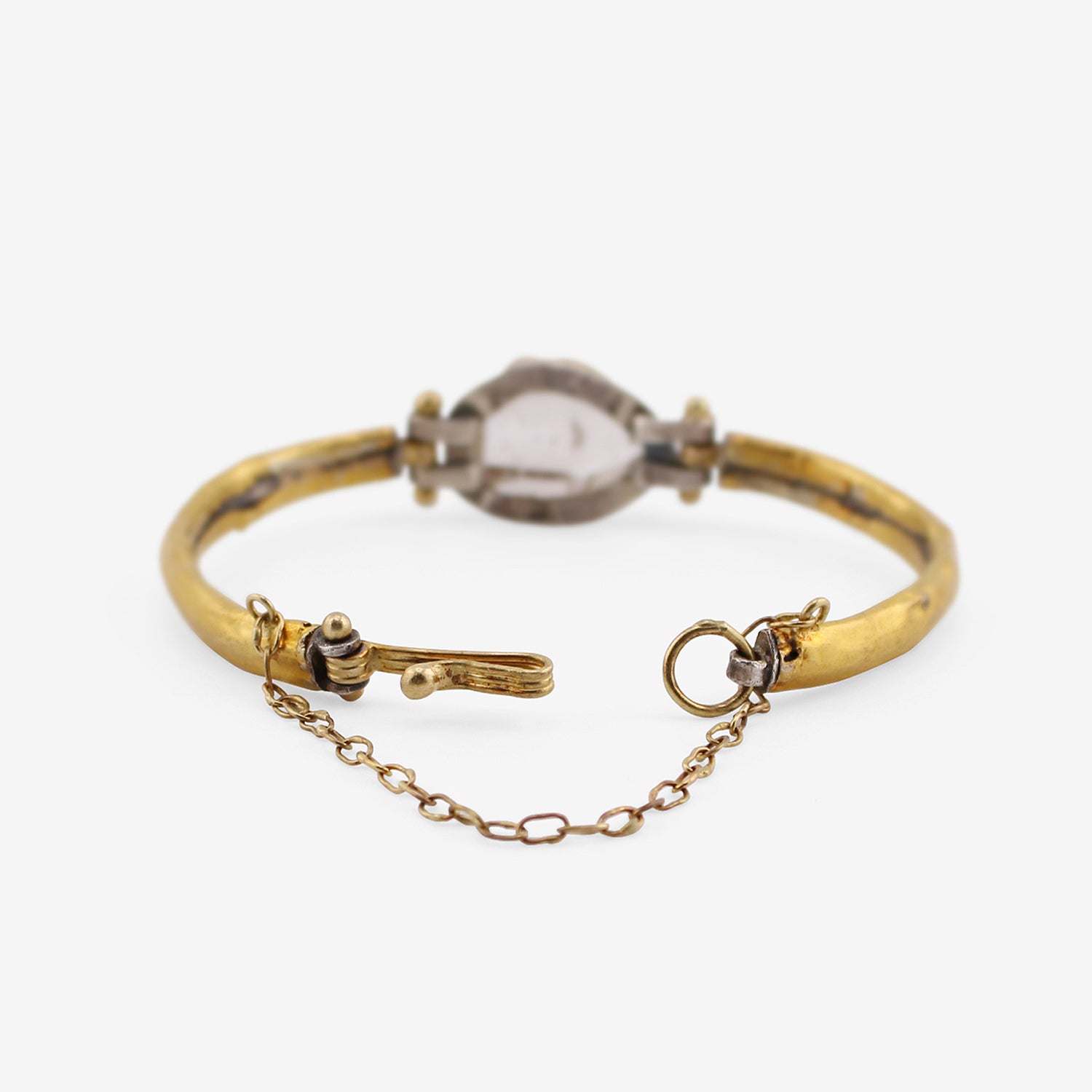 JUDY GEIB 24K OVER SILVER CUFF BRACELET WITH LARGE HERKIMER DIAMOND