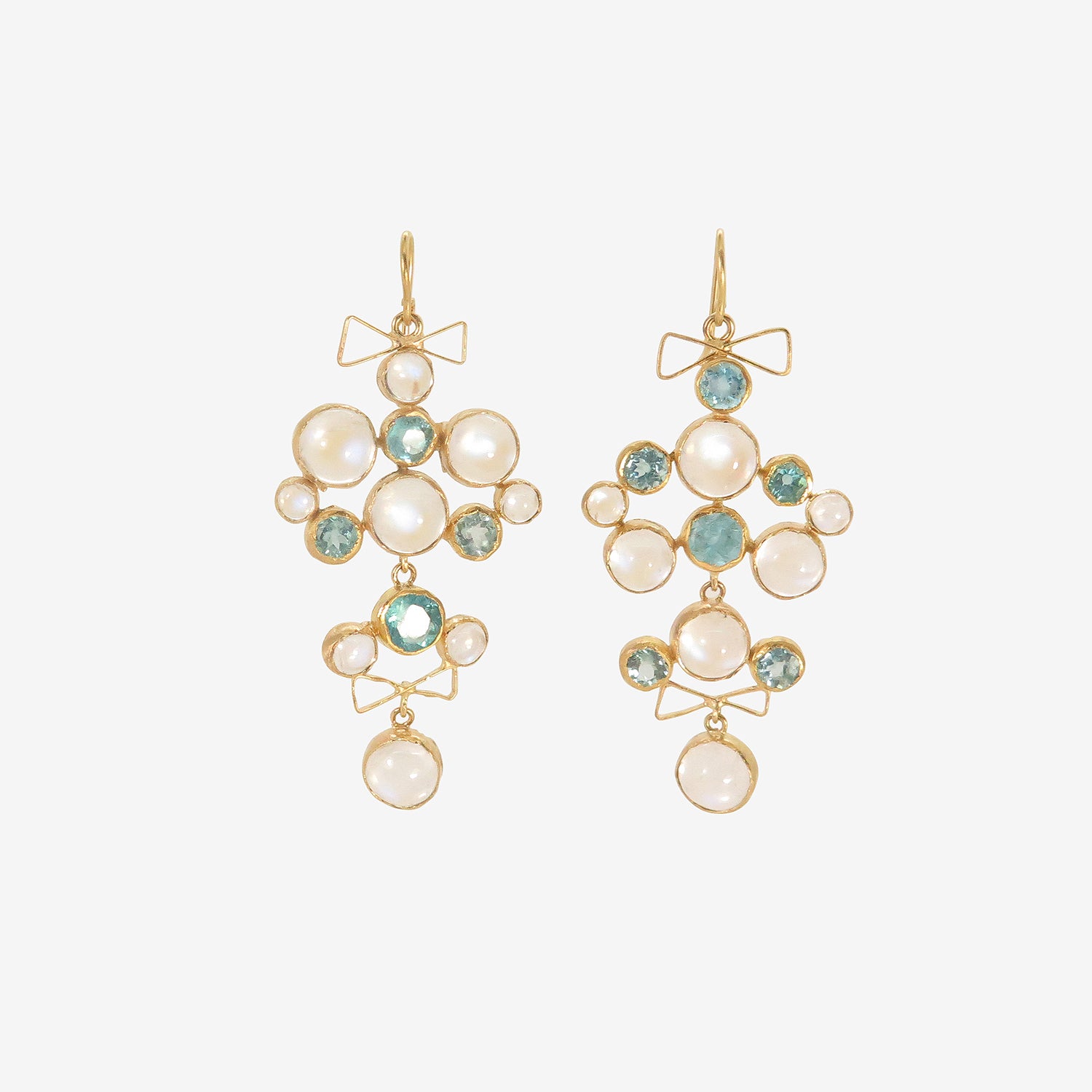 JUDY GEIB 18K & MOONSTONE CHANDELIER EARRINGS WITH APATITE