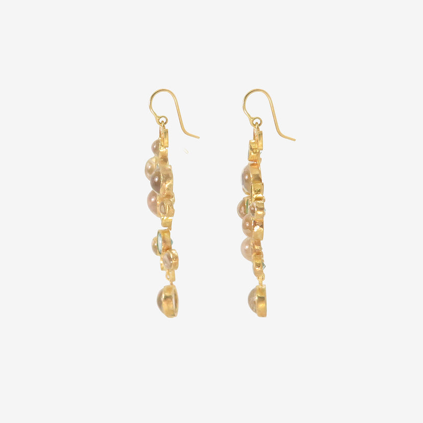 JUDY GEIB 18K & MOONSTONE CHANDELIER EARRINGS WITH APATITE