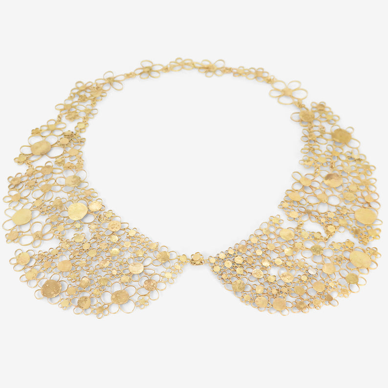 JUDY GEIB 18K PETER PAN SQUASH  COLLAR WITH ONE TOUCH OF SILVER