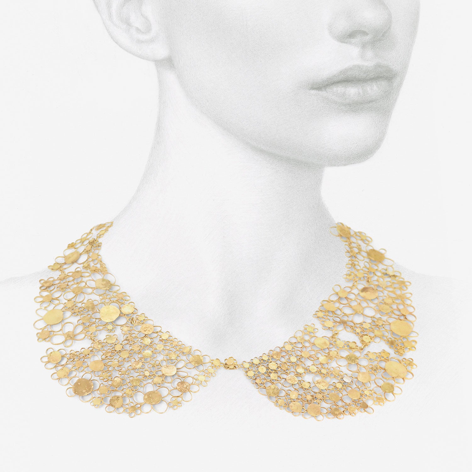 JUDY GEIB 18K PETER PAN SQUASH  COLLAR WITH ONE TOUCH OF SILVER