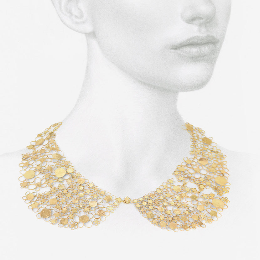 JUDY GEIB 18K PETER PAN SQUASH  COLLAR WITH ONE TOUCH OF SILVER