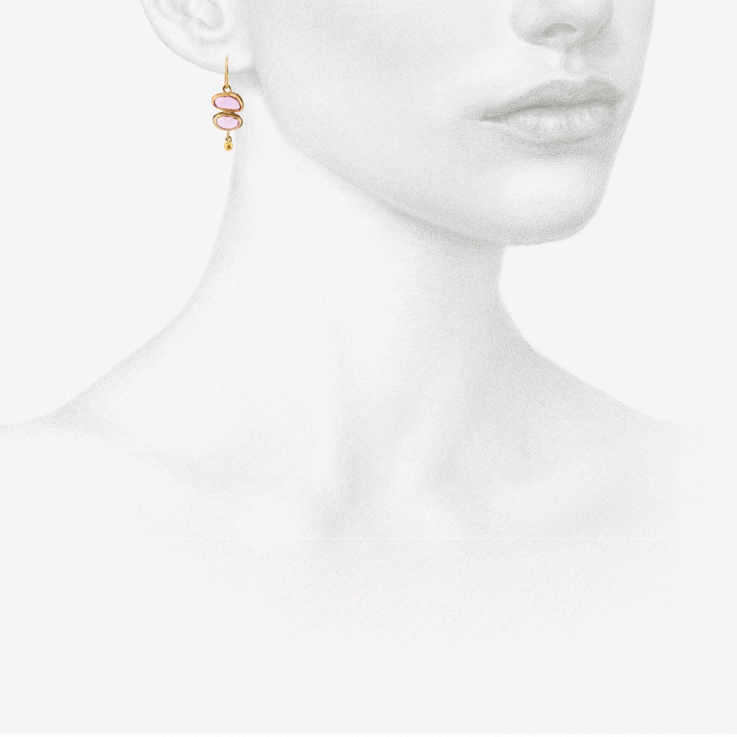 JUDY GEIB 18K & PINK SAPPHIRE DOUBLE DROP EARRINGS WITH 22K DROPS